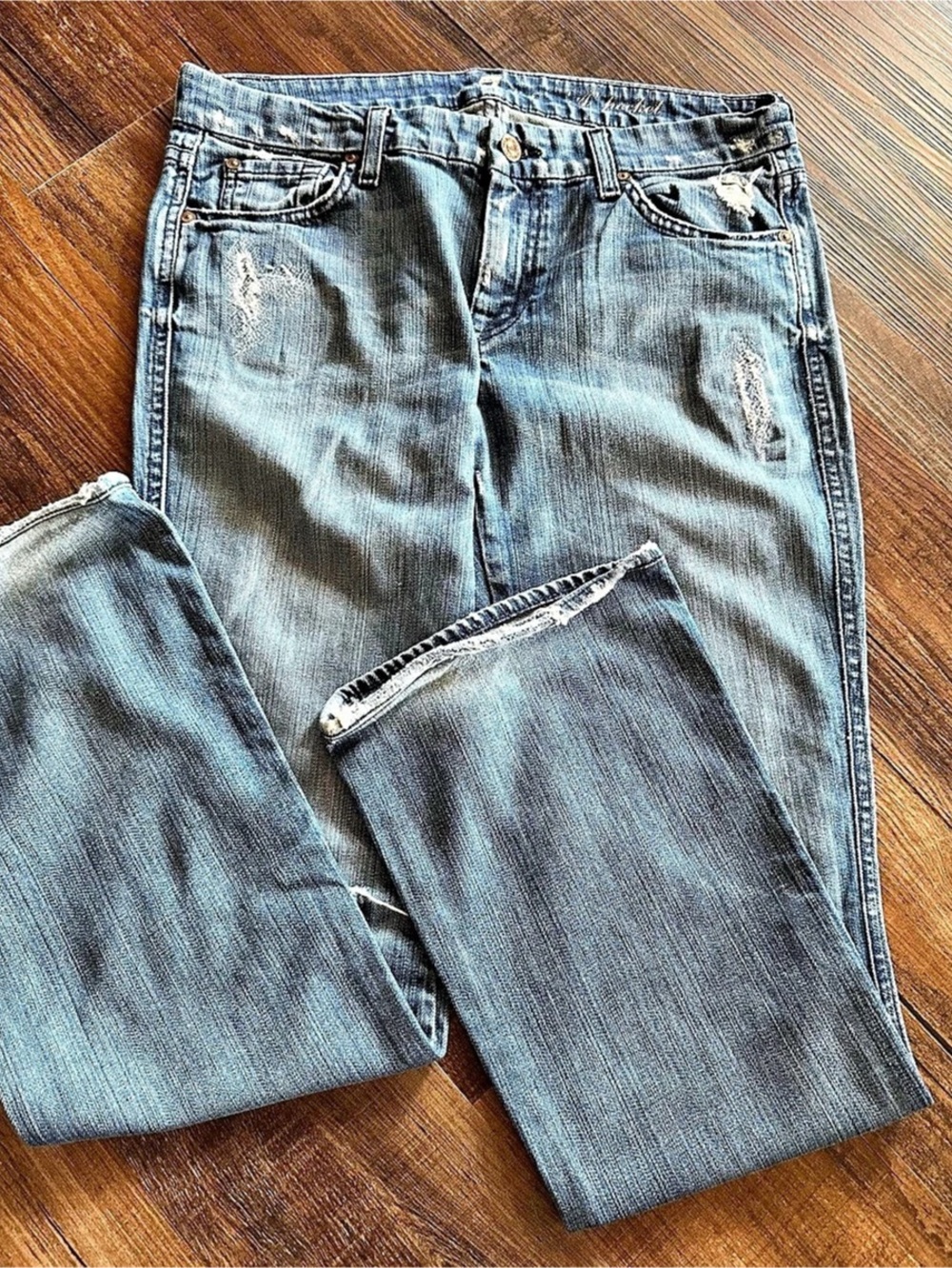 7 For All Mankind A Pocket Studded Bootcut Jeans Blue